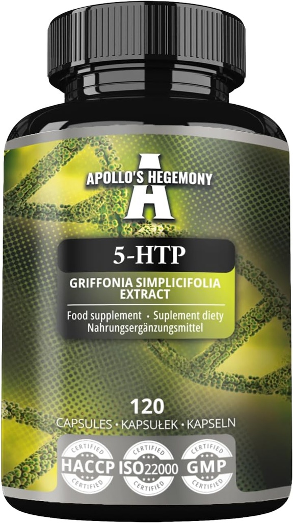 5-HTP 150 mg per Capsule - 120 Vegan Capsules - 4 Ay Supply - Griffonia simplicifolia Tohumksiyonu - Gelişmişler Mood ve Well-Being - Apollo'nun Hegemony Supplement