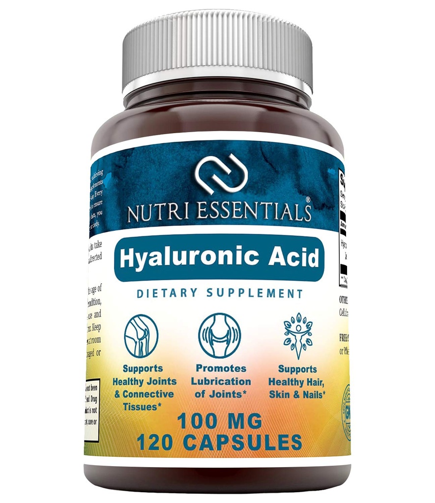 Hyaluronik Asit Diyeter Supplement - 100 mg 120 Capsules (Non-GMO) - Ortak Sağlık, Cilt Bakımı ve Daha Fazla *