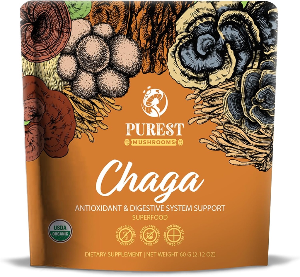 Chaga Mushroom Extract Toz - Organik Chaga Mushroom Extract for Digestion, Natural Energy, and Immune Support - Natural Supplement for General Wellness 60g
