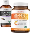 Black Seed Oil Liquid & Immune Support (2-Month Supply) Immune Maximiser (1994) - Black Seed Oil Liquid (16fl.oz) Premium Cold-Pressed Clackin Tohum Yağı ve Vitamin C Immune Desteği (120 Veg Caps)