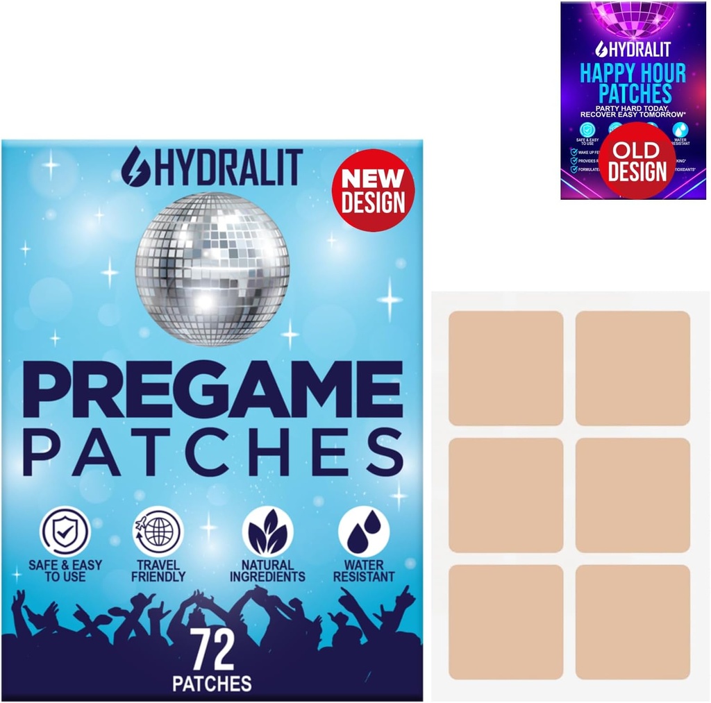 Happy Hour Hangover Patches Party Aid Hydration drink Relief Alkol Recovery Patch Long-Lasting Natural Formula Better Mornings After Night Out Wake Up Reved Pregame 72 Pack