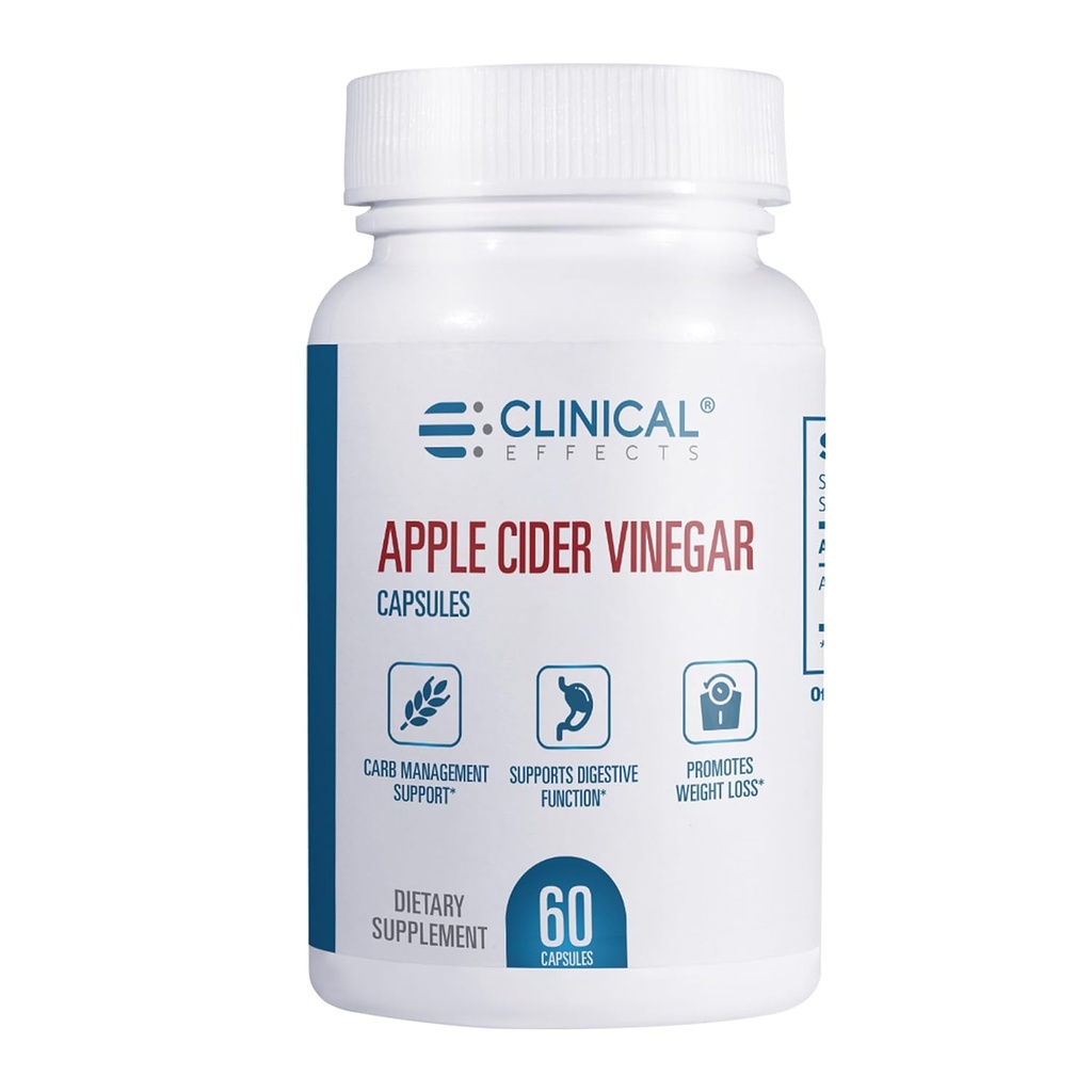 Klinik Etkileri Apple Cider Vinegar Capsules - 1300 mg Pure Apple Cider Vinegar for Kilo Management, Heart Health ve Energy Support - 60 Veggie ACV Pills - ABD'de Made in the USA