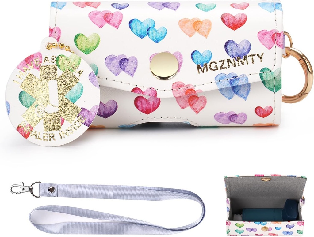 MGZNMTY Asthma Inhaler Case, Handy Inhaler for Yetişkinler ve Çocuklar (ONLY CASE) (Raining Hearts) (Raining Hearts) (Raining Hearts)