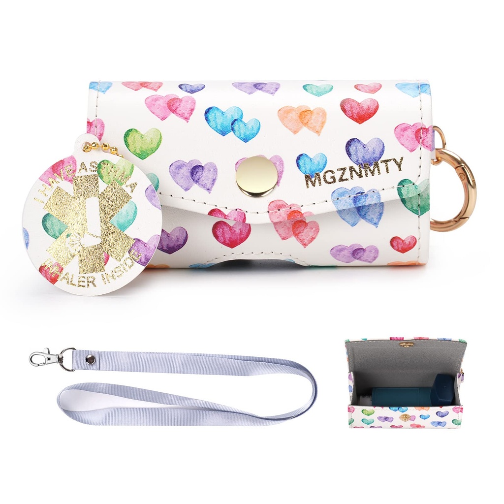 MGZNMTY Asthma Inhaler Case, Handy Inhaler for Yetişkinler ve Çocuklar (ONLY CASE) (Raining Hearts) (Raining Hearts) (Raining Hearts)