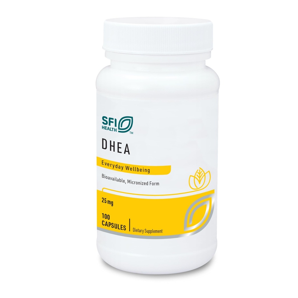 Klaire Labs SFI Health DHEA 25mg - Dehydroepiandrosterone προέρχεται από Wild Yam - Μικρονωμένα για Superior Απορρόφηση - Χωρίς σόγια, Hypoallergenic Supplement for Men & Women (100 Κάψουλες)