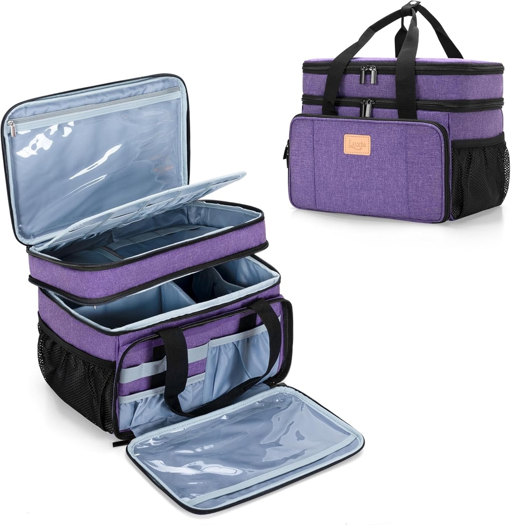 LUXJA 2 Katmans Tıp Bag ile Detachable Divider, Pill Şişe Organizer Ev veya Seyahat Kullanımı için Uygun, Mor Mor