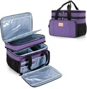 LUXJA 2 Katmans Tıp Bag ile Detachable Divider, Pill Şişe Organizer Ev veya Seyahat Kullanımı için Uygun, Mor Mor
