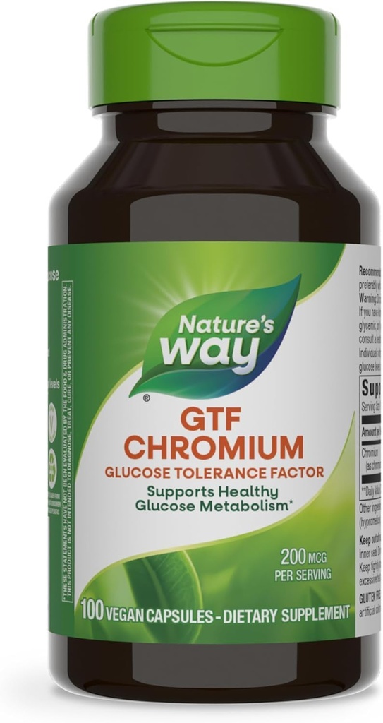 Nature's Way GTF Chromium, Glucose Hoşgörü Faktörü, Sağlıklı Glucose Metabolism*, 100 Vegan Capsules (Pazar Mayıs Vary)
