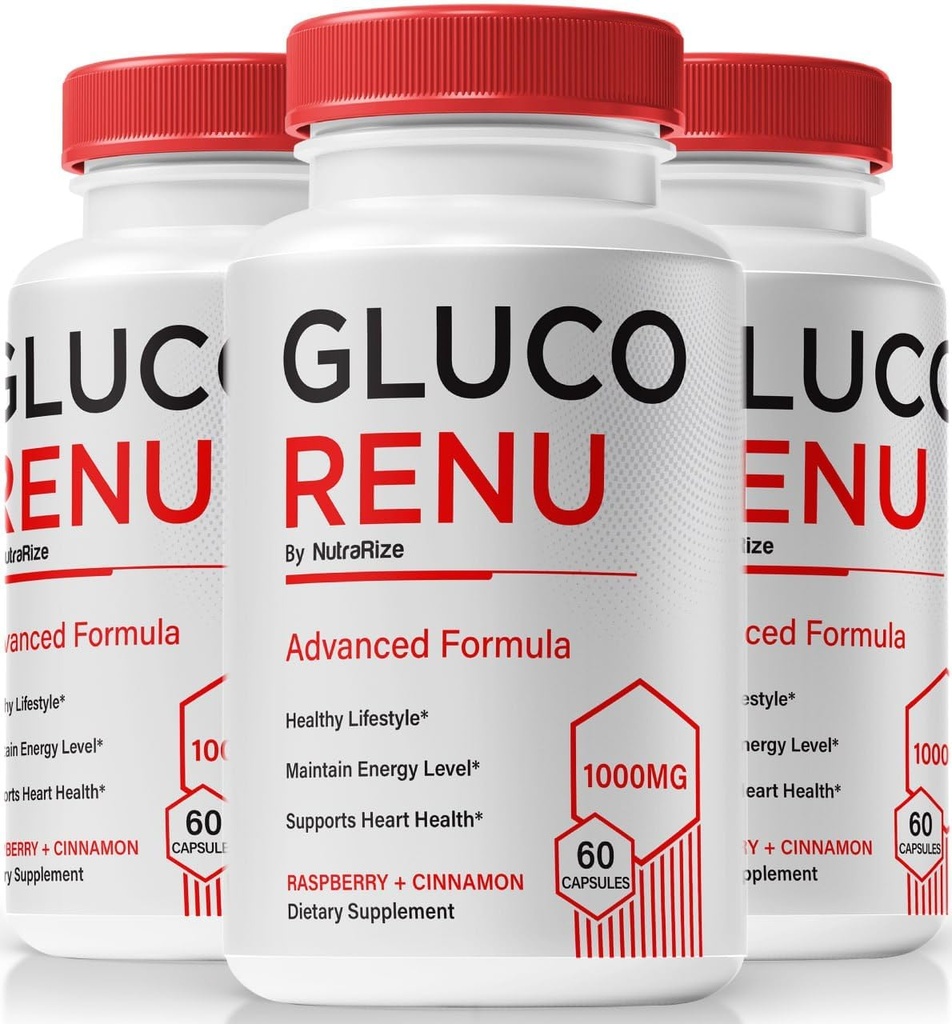 (3 Pack) Gluco Renu Capsules, Resmi GlucoRenu Pills, Sağlıklı Seviyeler için Doğal Destek, Circulation and Balance, Premium Formula Blood Record, GlucoReNu Glyco Optimizer (180 Capsules)