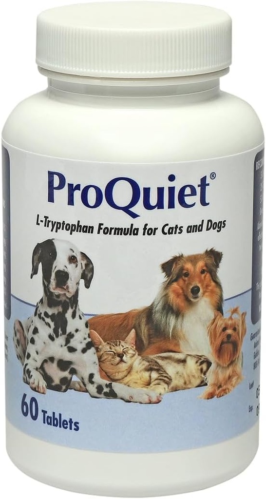 Animal Health Options ProQuiet L-Trytophan Formula for Cats & Dogs, Highly Palatable, Supports A Medical Digestive & Nervous System, Liver Flavor, 60 Tabletler