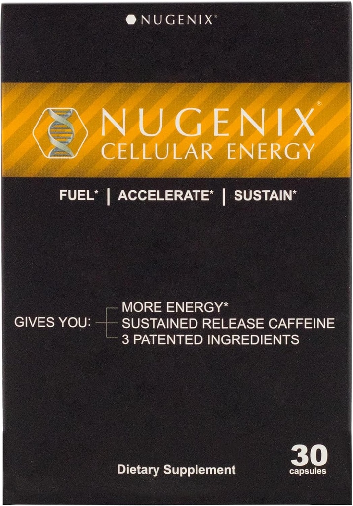 Nugenix Cellular Energy - Ενεργειακά Συμπληρώματα - L-Καρνιτίνη και L-Tartrate, elevATP, Εκτεταμένη Caffeine απελευθέρωσης, L-Τυροσίνη, 30 Count