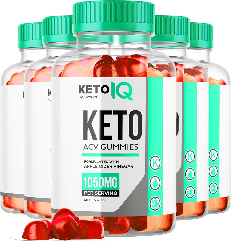 (5 Pack) Keto IQ - Επίσημη Keto IQ ACV Gummies Premium Όλα τα φυσικά 1050mg, KetoIQ Apple Cider Vinegar Advanced Formula, Keto IQ Κριτικές, KetoIQ Gummys ACV Υποστήριξη, 300 Gummies για 5 μήνες