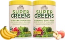Αγροκτήματα χώρα Super Greens Apple Μπανάνα σε σκόνη Smoothie, Βιολογικά Super Foods, USDA Βιολογικό Μείγμα Ποτών, Φρούτα, Λαχανικά, Μανιτάρια, Superfood Διατροφή, 40 Μερίδες, 2 Συσκευασία