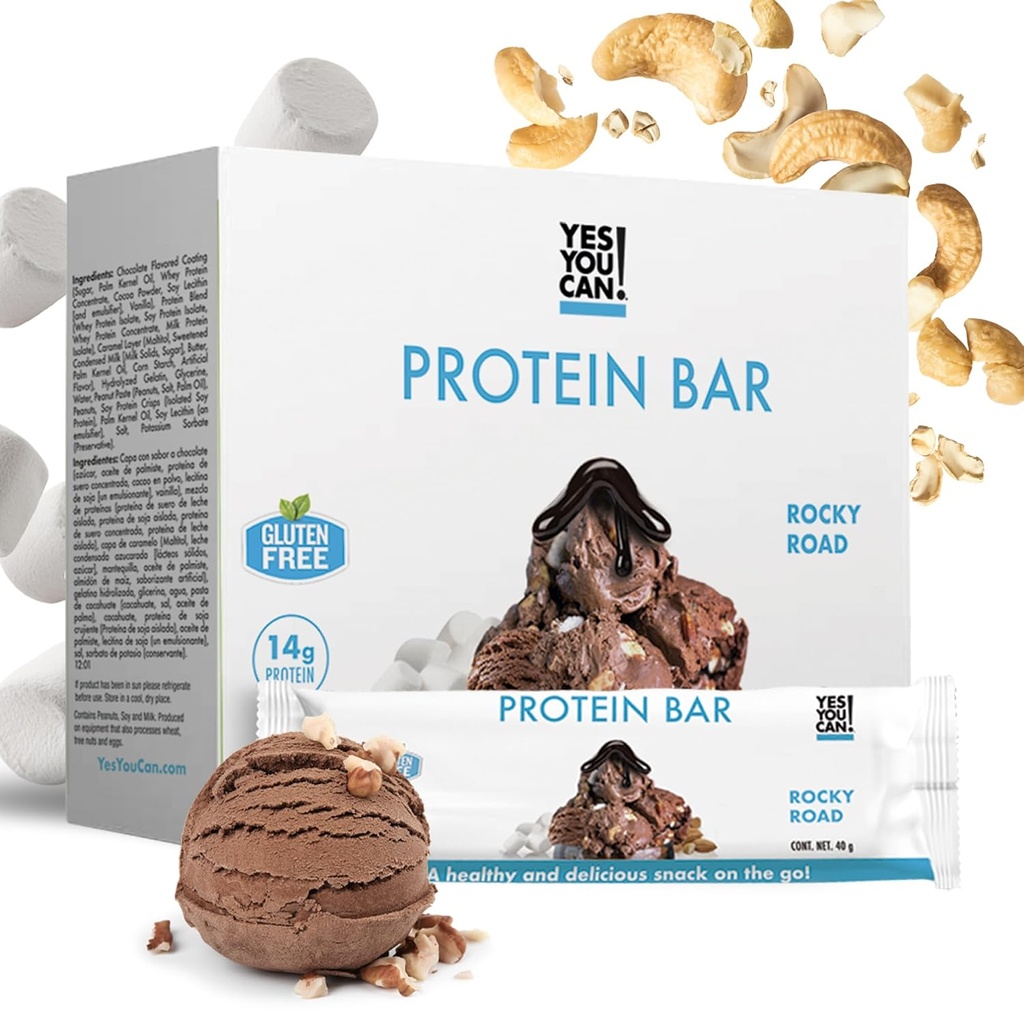 Evet Yapabilirsiniz! Yüksek protein Bites - 7-1 Pack Kutu: Tüm Aile, Protein-Rich Snack, Savory ve Flavorful Protein Snack, Sağlıklı ve Crunchy Snack On the Go (Rocky Road) için Yüksek Protein Snacks