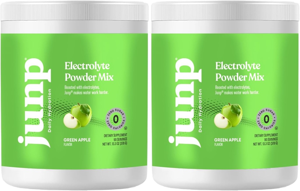 JUNP Electrolytes Toz No Sugar No Carbs – Mouthwatering Green Apple Drink Mix - Pyum & Salt Electrolyte Hydration Toz Zero Calorie Sugar Free Electrolyte Toz, Keto Friendly, 180 Servisler