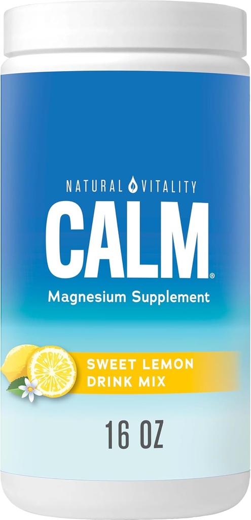 Doğal Vitality Calm, Magnezyum Supplement, Anti-Stress Drink Mix Toz, Gluten Free, Vegan, & Non-GMO, Sweet Lemon, 16 ozz