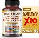 Lion's Mane Turkey Tail Cordyceps Reishi Chaga - Genel Wellness Desteği- ABD'de Yapılan