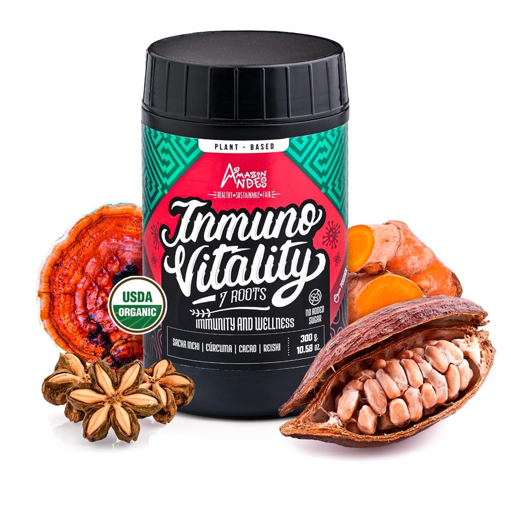 Super Immunity Branson l Cacao, Sacha inchi, Turmeric ve Reishi Toz l Güçlü Organik Superfoods Mix l 300gr Multivitamin l 100% Natural & Ntutrient Rich l Andes
