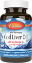 Carlson - Cod Liver Oil Minis, 280 mg Omega-3s + Vitamins A & D3, Kalp Desteği ve Bilişsel Fonksiyonl, Vizyon Sağlık, 250 Mini Yumuşak Gels