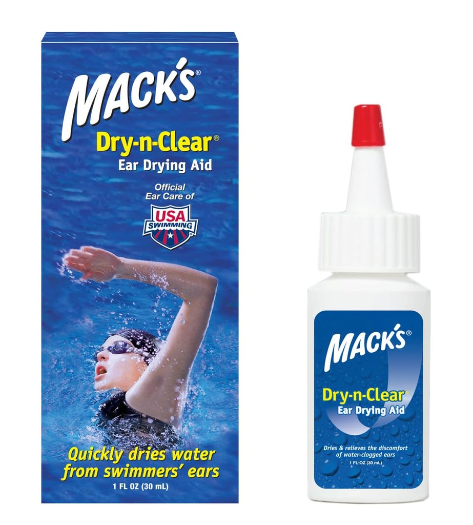 Mack'in Kuru-n-Clear® Ear Kurutucu Yardımı - Yüzmeden Sonra Su Kloladı Kulakları, Duşlama, Scuba Diving ve Surfing - 1 Fl Oz