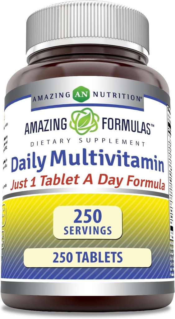 Amazing Formulas Daily Multivitamin Tabletleri (Non-GMO) - Just 1 Tabletler A Day Formula A Complete Multivitamin to Support Cardiovascular Health, Immune Functions, Visual Functions & More* (250 Count)