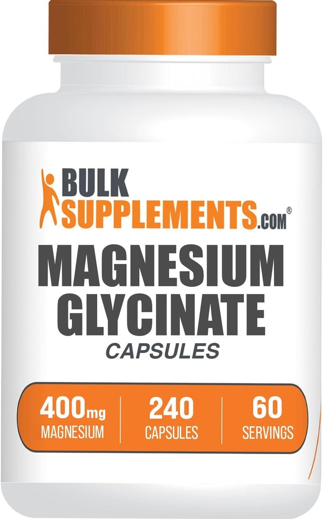 BulkSupplements.com Magnezyum Glycinate Capsules - Magnezyum Supplement, Highly Absorbed Form - Gluten Free, 4 Capsules per Service (400 mg), 240 Count (1.5 $ 1)