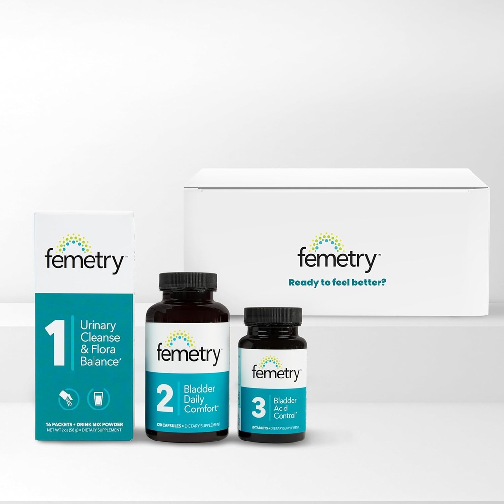 Femetry Bundle — Κιτ υποστήριξης ούρων και ουροφόρων οδών: Urinary Cleanse & Flora Balance, Bladder Daily Comfort & Bladder Acid Control – IC/BPS UTI Relief, Clinically Formulated by Urogyneciologists