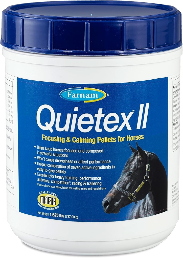 Farnam Quietex II Horse Calming Supplement Pellets, Βοηθά στη Διαχείριση Νευρικής Συμπεριφοράς και Κρατήστε τα Άλογα Ηρεμία & Συντίθεται Σε Αγχωτικές Καταστάσεις, 1.625 Lbs, 26 Ημέρα Προμήθεια