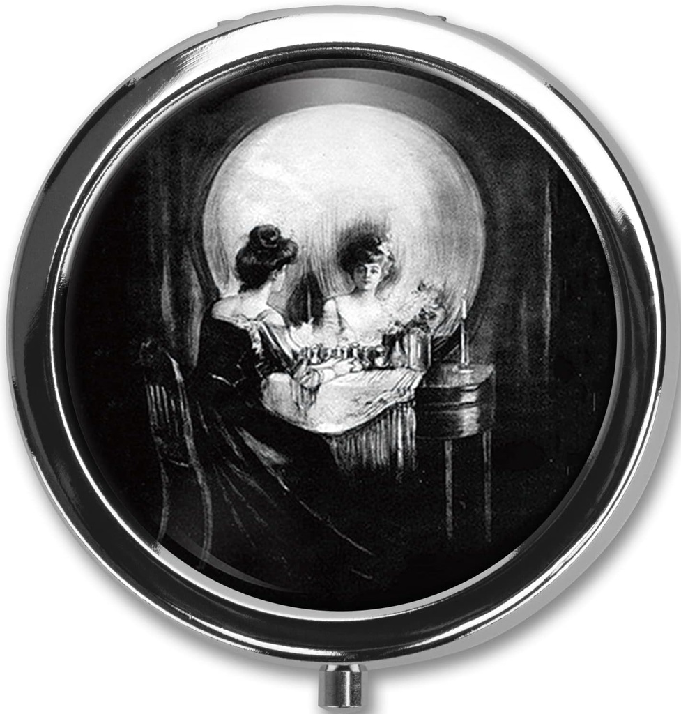 Κουτί χαπιών θήκη χαπιών Trinket Stash Box Arsenic Vintage Style Ιατρική περίπτωση οργανωτή χαπιών βιταμίνης (Skull)
