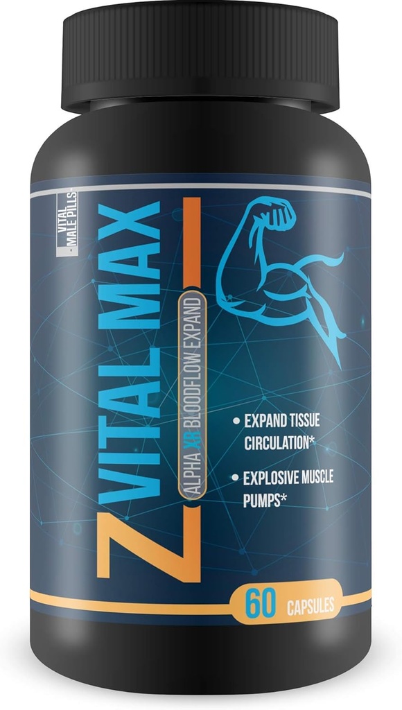 Z Vital Max N02 - Alpha XR Bloodflow Expand - Expand Veins and Tissues with Increased Blood Flow - Made with potently sourced L-Argenine a Natural vasodialator - Great for preworkout or pre Activity