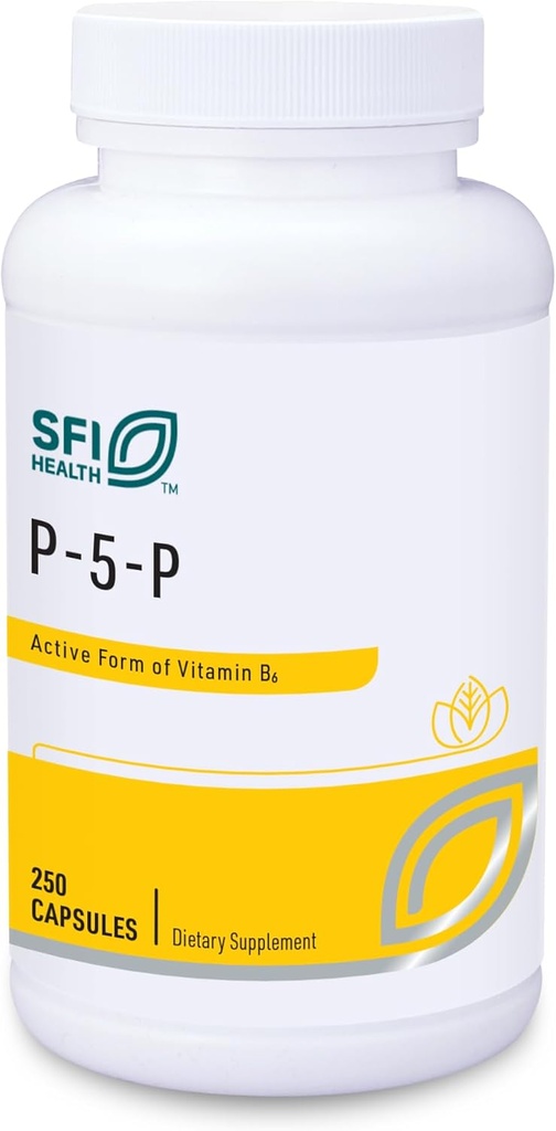 Klaire Labs SFI Health P-5-P - 30 Milligrams Βιοενεργής Βιταμίνης B6 Πυριδοξαλική-5-Φωσφορική για τη Μεταβολική & Ηπατική Υποστήριξη, Hypoallergenic (100 Κάψουλες)