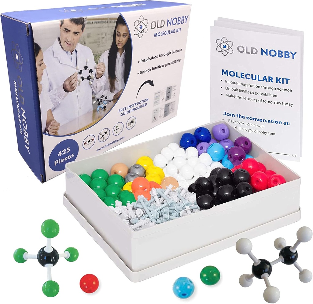 Eski Nobby Organik Kimya Set (425 ad) Atomlarla Moleküler Model Kit, Bond Removal Tool - STEM Çocuklar için Bilim Kitleri