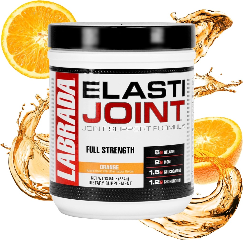 Labrada Beslenme Elastijoint, Orange Flavor,Glucosamin Ortak Destek Erkekler ve Kadınlar için Toz, MSM ile Ortak Yardım ve Bone Health Supplement, Glucosamine Chondroitin MSM Gluten-Free