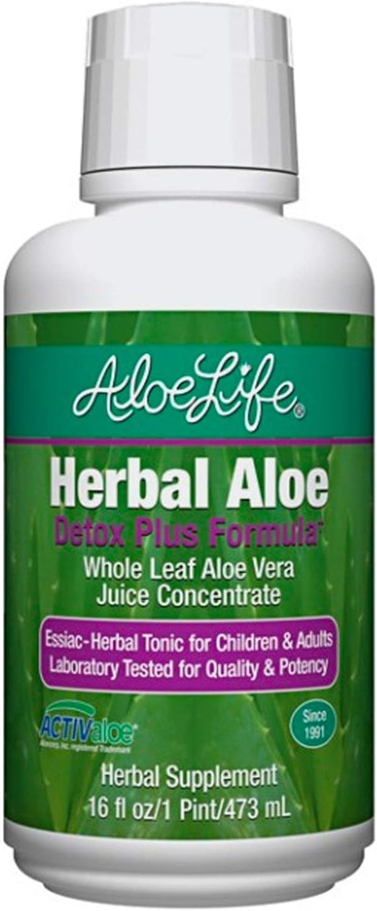 Aloe Life – Detox Plus Formula, Aloe-Based Detox Supplement, Aloe Vera Juice Cleanse, Sağlıkel Digestion, Interd Herbal Tonic, Gut Health Detox for General Wellness (Lemon Lime, 16oz.)