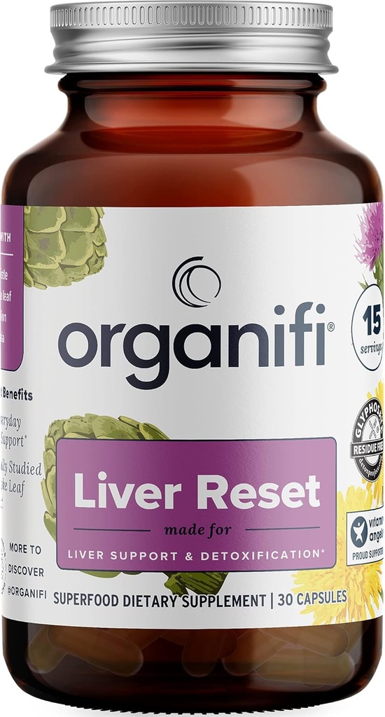 Organifi - Liver reset - Liver Detox - Digestive and Immune Support - Hücreleri Enerji Üretimi, 30 Capsules