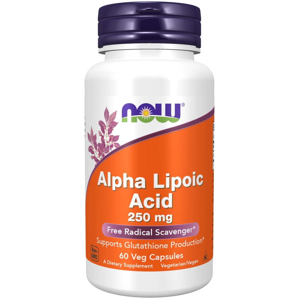 NOW Συμπληρώματα τροφίμων, Alpha Lipoic Acid 250 mg, Υποστηρίζει Glutathione Παραγωγή *, Free Radical Scavenger*, 60 Veg Κάψουλες