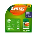Zyrtec 24 Saat Antihistamin Tablet Için 10 mg Cetirizine HCl ile Kapalı ve Açık Alerjiler Tıp, 60 sayı.