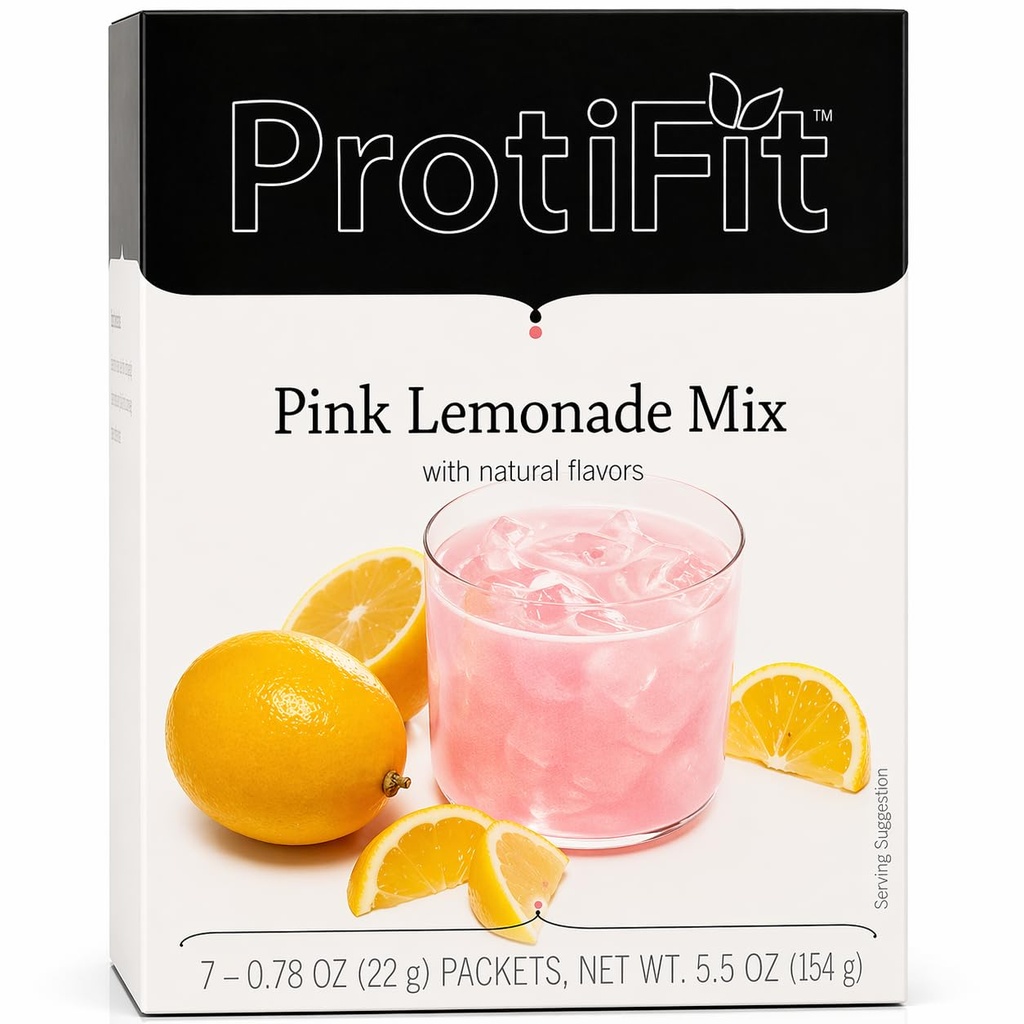 ProtiFit - High Protein Fruit Flavored Powder Drink Mix, 15g Protein, Low Calorie, Sugar Free, Ideal Protein Compatible, 7 Servings Per Box (Pink Lemonade)