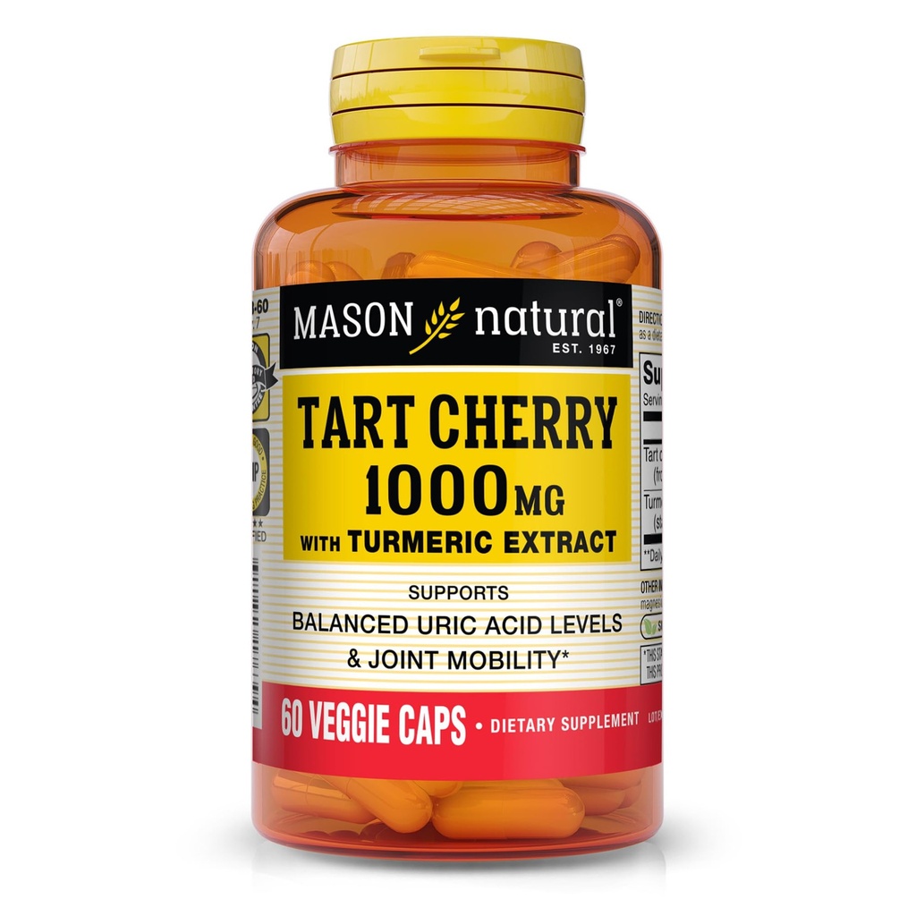 MASON NATURAL 1000 mg Tart Cherry Extract with Standardized Turmeric, 60 Day Supply Capsules for Joint Support