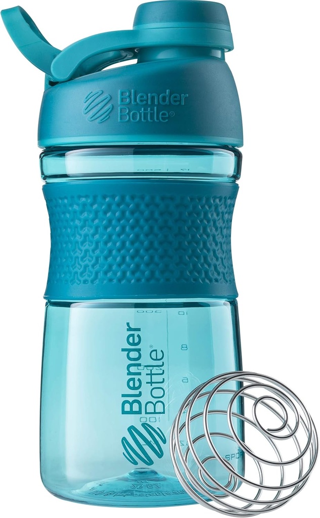 BlenderBottle 20oz SportMixer Protein Shaker Şişes, Black & Teal, Sche of 2