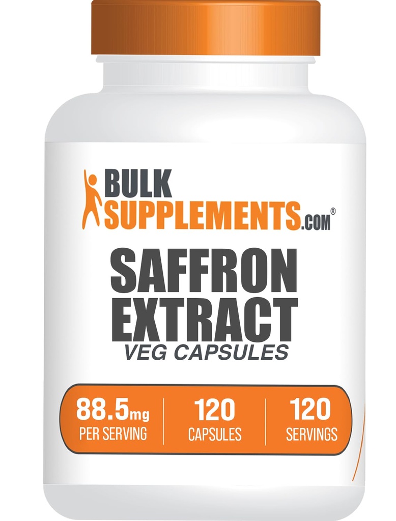 BulkSupplements.com Saffron Extract Capsules - Saffron Supplements, Saffron Extract 88.5mg - Vegan & Gluten Free - 1 Capsule per Service, 120 Veg Capsules (Pack of 1)