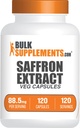 BulkSupplements.com Saffron Extract Capsules - Saffron Supplements, Saffron Extract 88.5mg - Vegan & Gluten Free - 1 Capsule per Service, 120 Veg Capsules (Pack of 1)