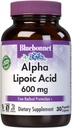 BlueBonnet Alpha Lipoic Acid 600mg - Ισχυρό αντιοξειδωτικό συμπλήρωμα υποστήριξης για γυναίκες & άνδρες - μη ΓΤΟ, Vegan, Kosher - Χωρίς γλουτένη, χωρίς σόγια, χωρίς γαλακτοκομικά - 60 κάψουλες λαχανικών