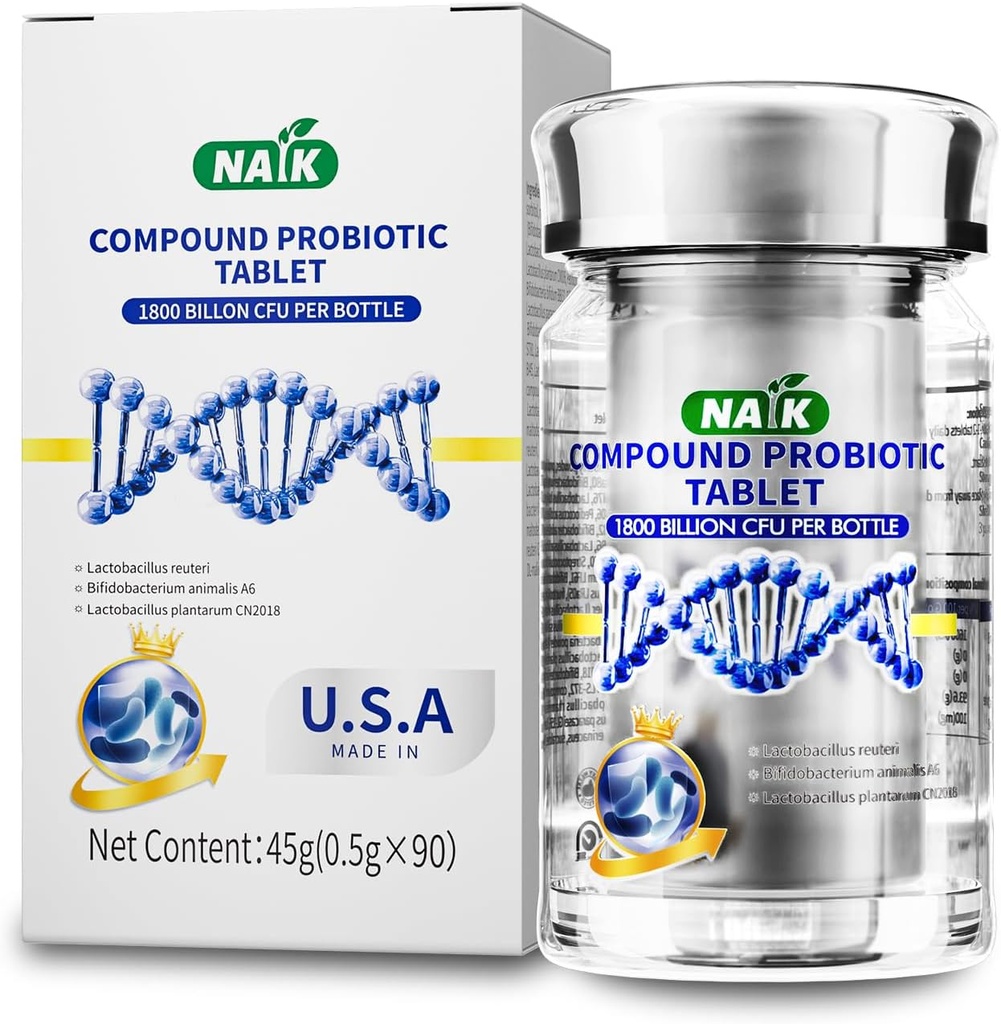 NAIK Probiyotiks 1800 Milyar CFU - 10 Strains + Organik Prebiyotikler - Immune, Digestive & Gut Health - Supports Occasional Constipation, Diarrhea, Gas & Bloating - for Women & Men - 45ct