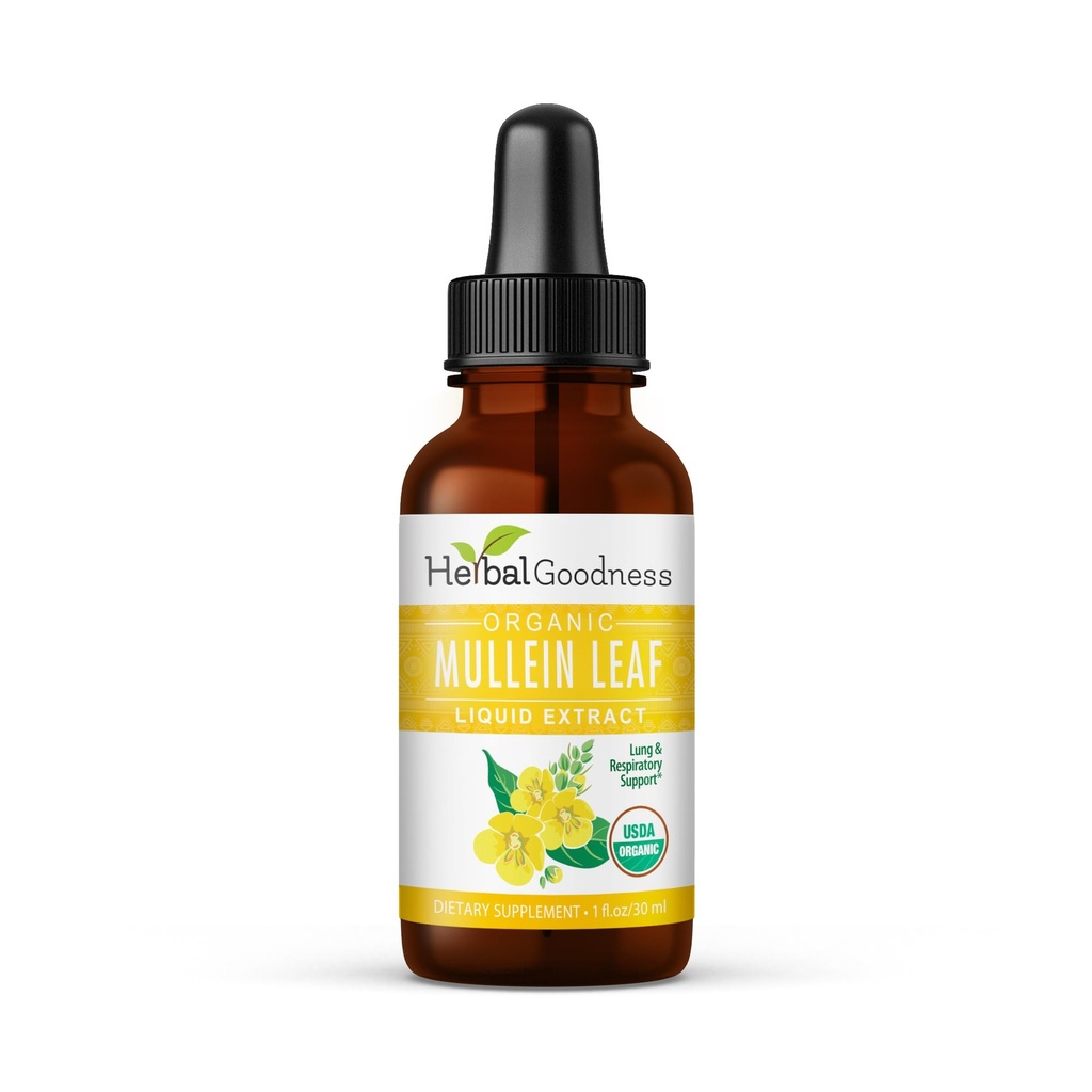 Εκχύλισμα φυτικής καλοσύνης Mullein Leaf - Mullein Drop for Lungs Detox, Herbal Reventorant and Antioxidants Properties for αναπνευστική & διεγερτική υγεία - Mullein Tincture 1oz