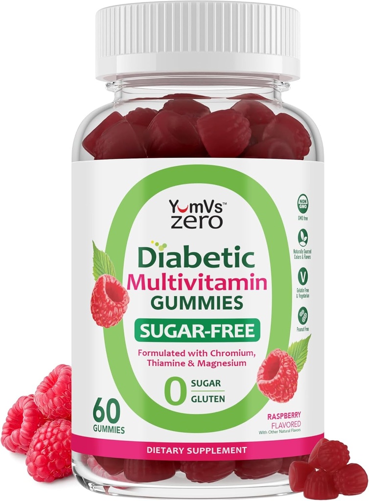 YUM-V'S Multivitamin για γυναίκες & άνδρες – Ζάχαρη Δωρεάν πολυβιταμίνες Gummies – Zero Sugar Gummy με Χρώμιο, Θιαμίνη & Μαγνήσιο – Keto-Friendly Καθημερινή Βιταμίνη Gummy – Φυσικό Βατόμουρο Γεύση – 60 Count