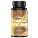 Liposomal Turmeric Curcumin Συμπλήρωμα 2200 mg με Black Pepper Extract 15 mg για Υψηλή Απορρόφηση και Κοινή Λειτουργία, 60 Softgels για Ενήλικες
