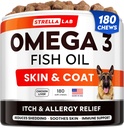 StrellaLab Fish Oil Omega 3 Köpekler için Tedaviler (180 Tedaviler) - Alerji & Itch Relief - Skin & Coat Supplement Supplement - Ortak Sağlık - Vahşi Alaskalı Salmon Oil - Shedding, Itchy Skin Relief - Omega 3 6 9 - EPA&DHA