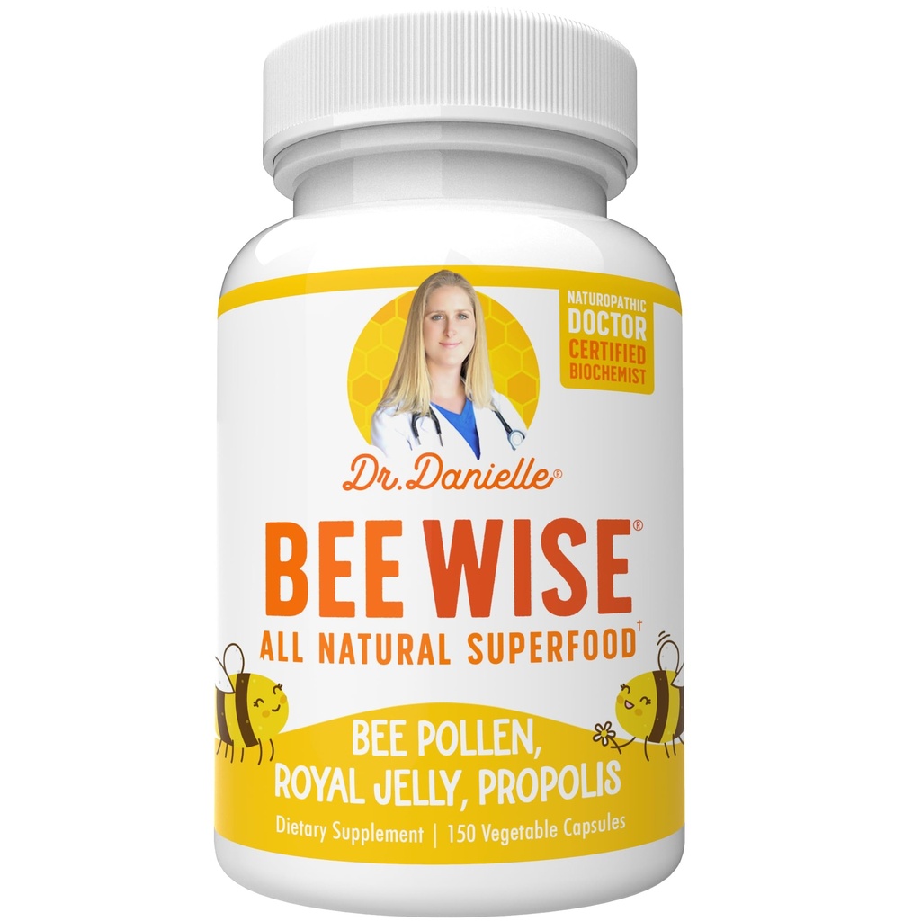 Dr. Danielle's Bee Wise - Bee Pollen Supplement - Bee Well with Royal Jelly, Propolis, Beepollen 4 Günlük Arı Kirlileri