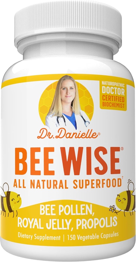 Dr. Danielle's Bee Wise - Bee Pollen Supplement - Bee Well with Royal Jelly, Propolis, Beepollen 4 Günlük Arı Kirlileri